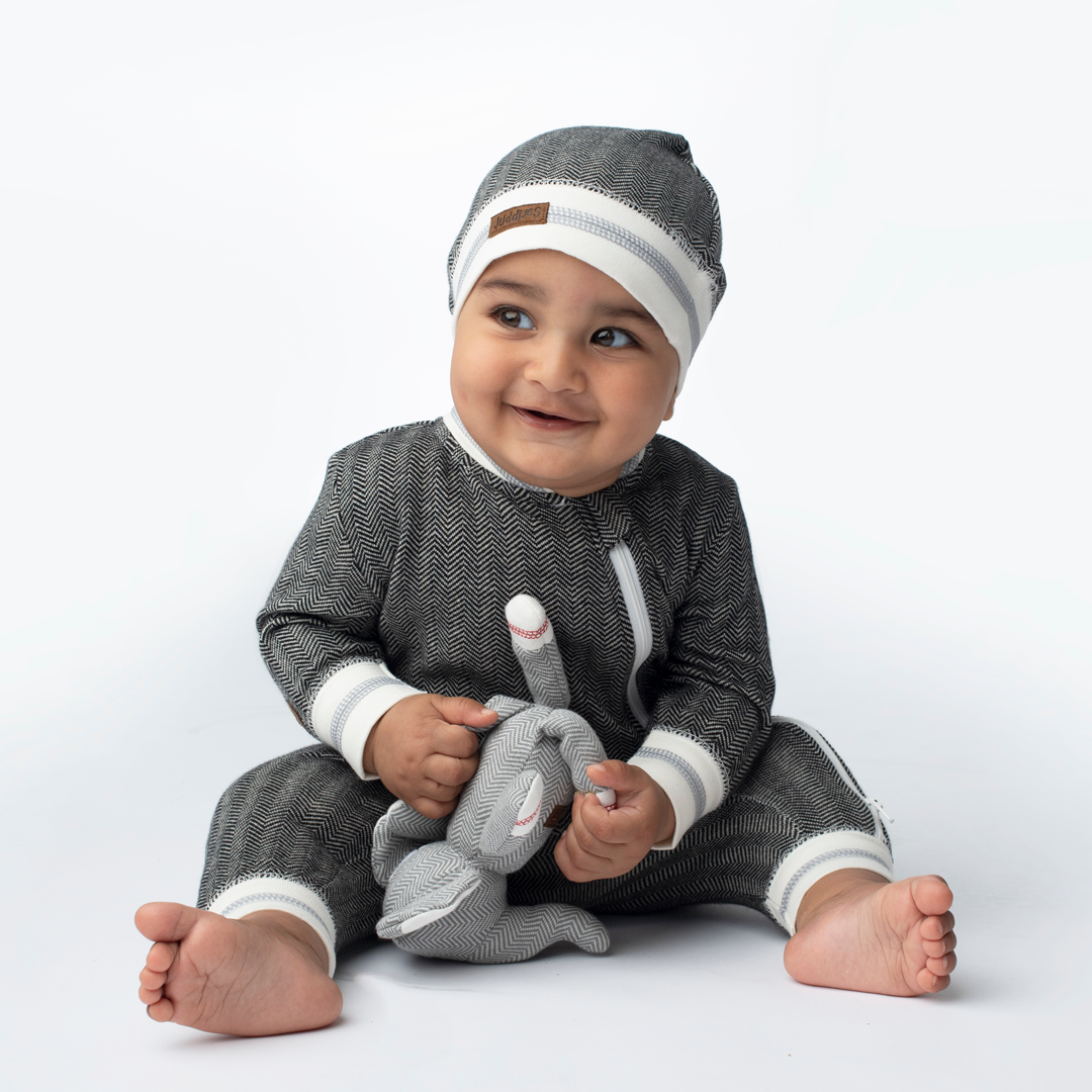 Cottage Collection | Baby Organic Cotton Beanie Hat: Driftwood Grey