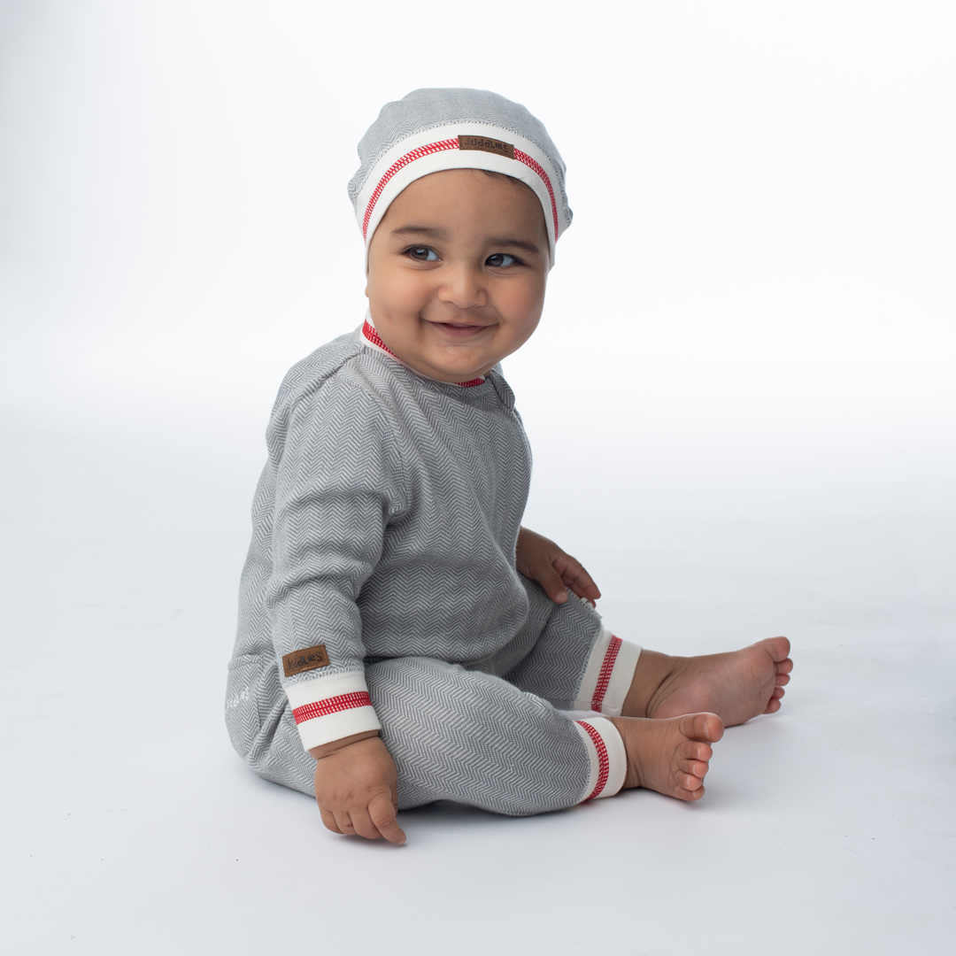 Cottage Collection | Baby Organic Cotton Playsuit: Driftwood Grey