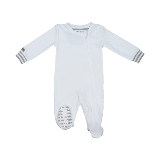 Essentials Collection | Baby Organic Cotton Footed Two-Way Zipper Sleeper: White