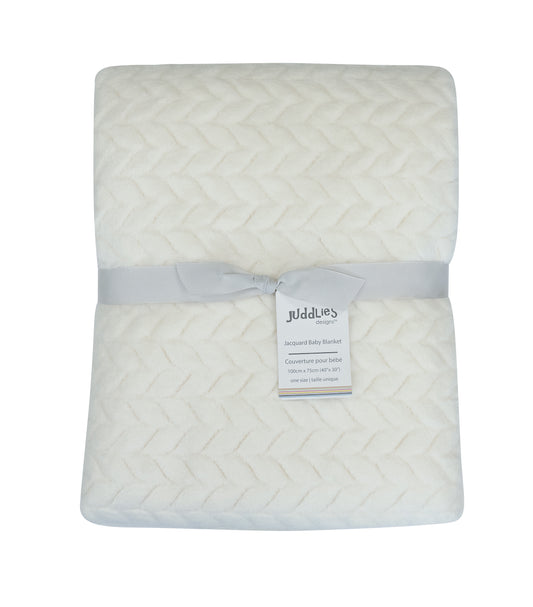 Jacquard Flannel Blanket: Cream