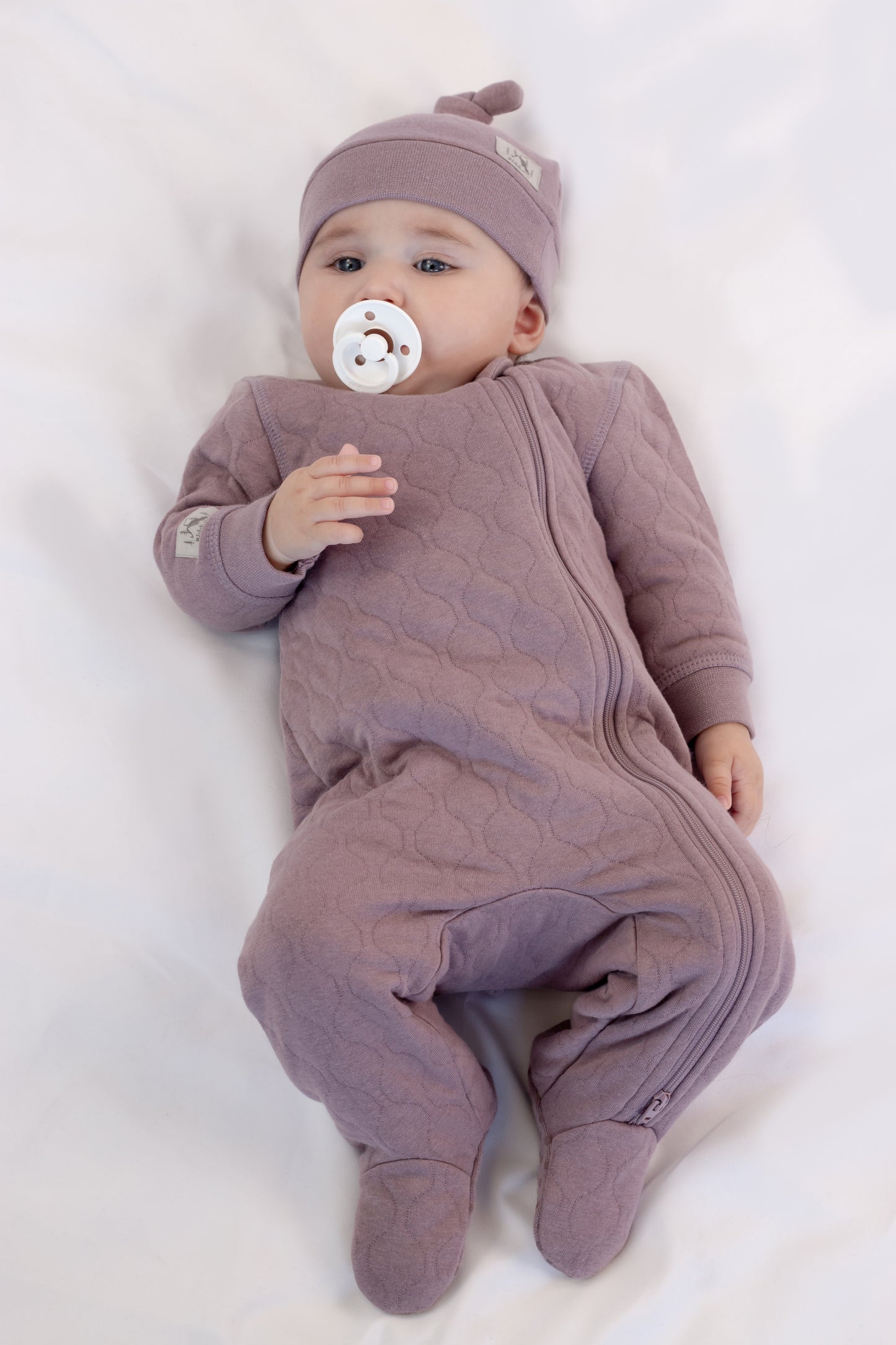 Quilted Collection | Baby Footed Two-Way Zipper Sleeper: Mauve