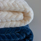 Jacquard Flannel Blanket: Cream