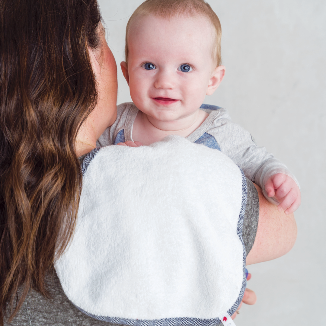Bamboo Collection | Bamboo Baby Burp Cloth: White/Sunset Pink