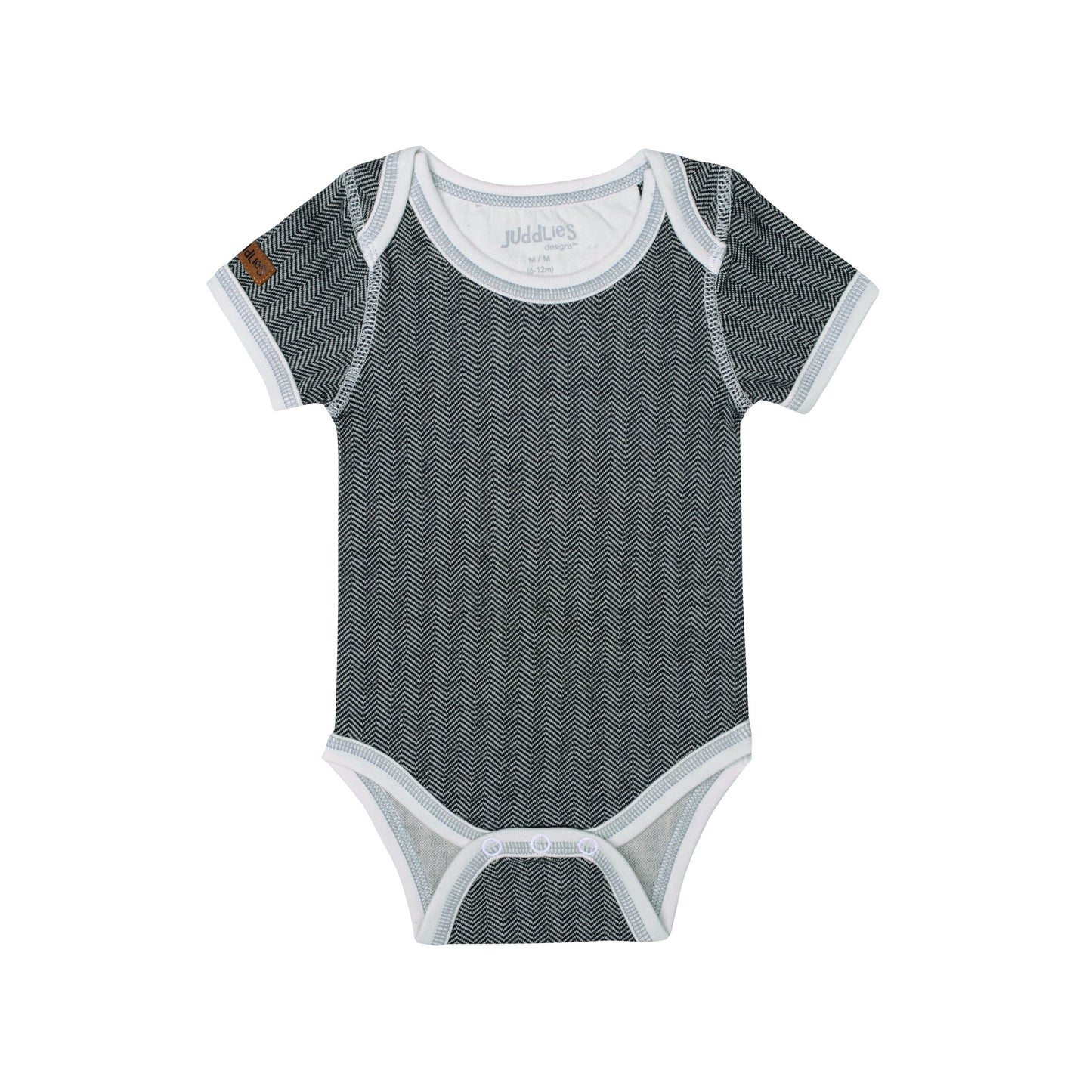 Cottage Collection | Baby Organic Cotton Short Sleeve Onesie: Bear Black