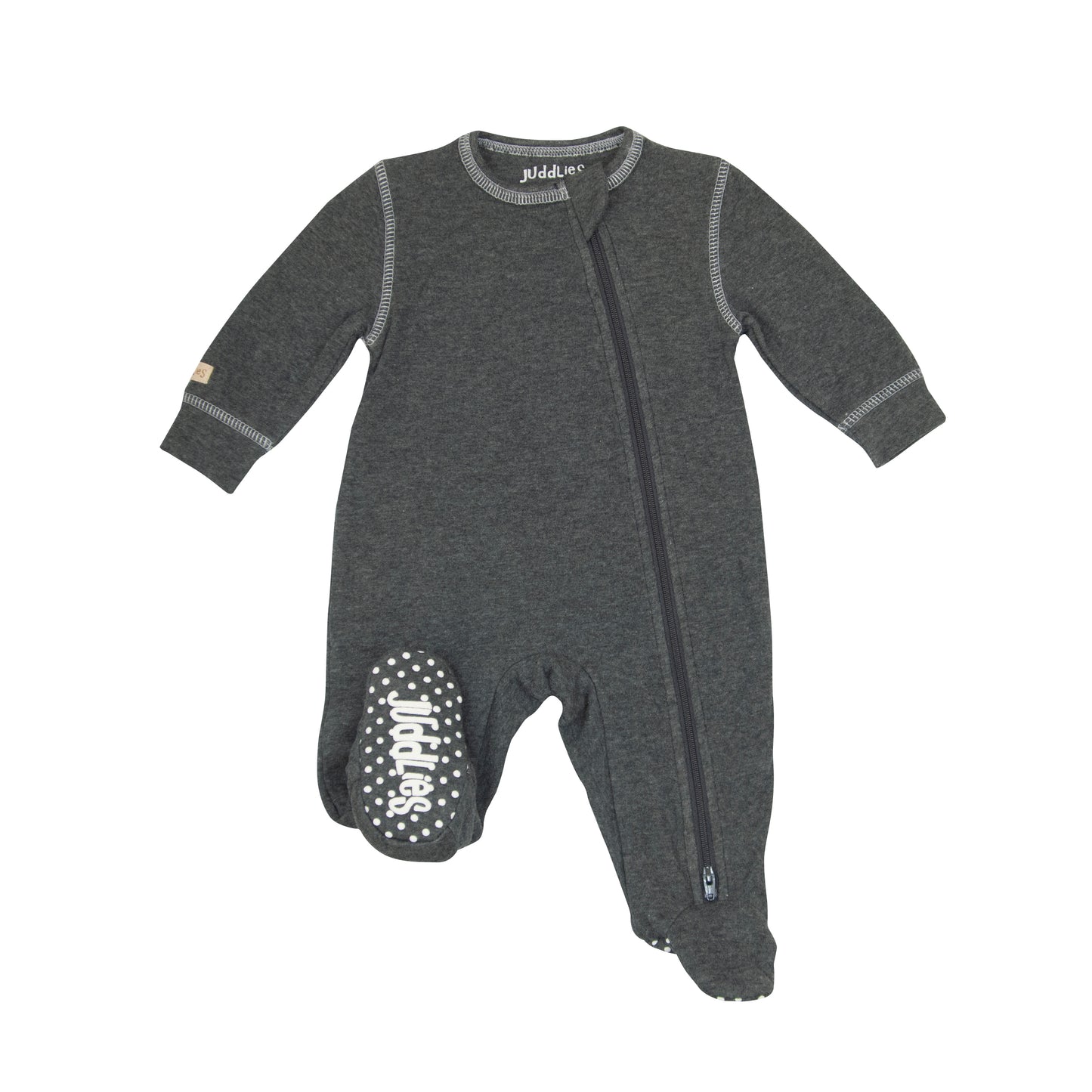 Breathe EZE Collection | Baby Footed Two-Way Zipper Sleeper: Charcoal Grey Fleck