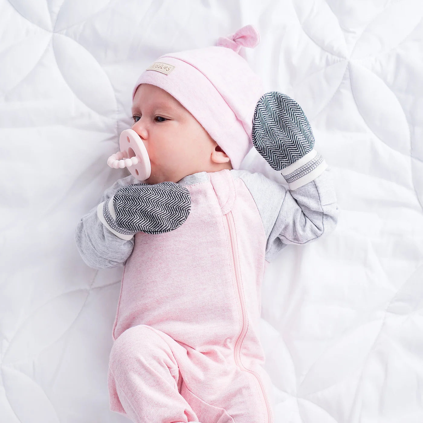 Cottage Collection | Newborn Baby Organic Cotton Scratch Mitts: Lake Blue