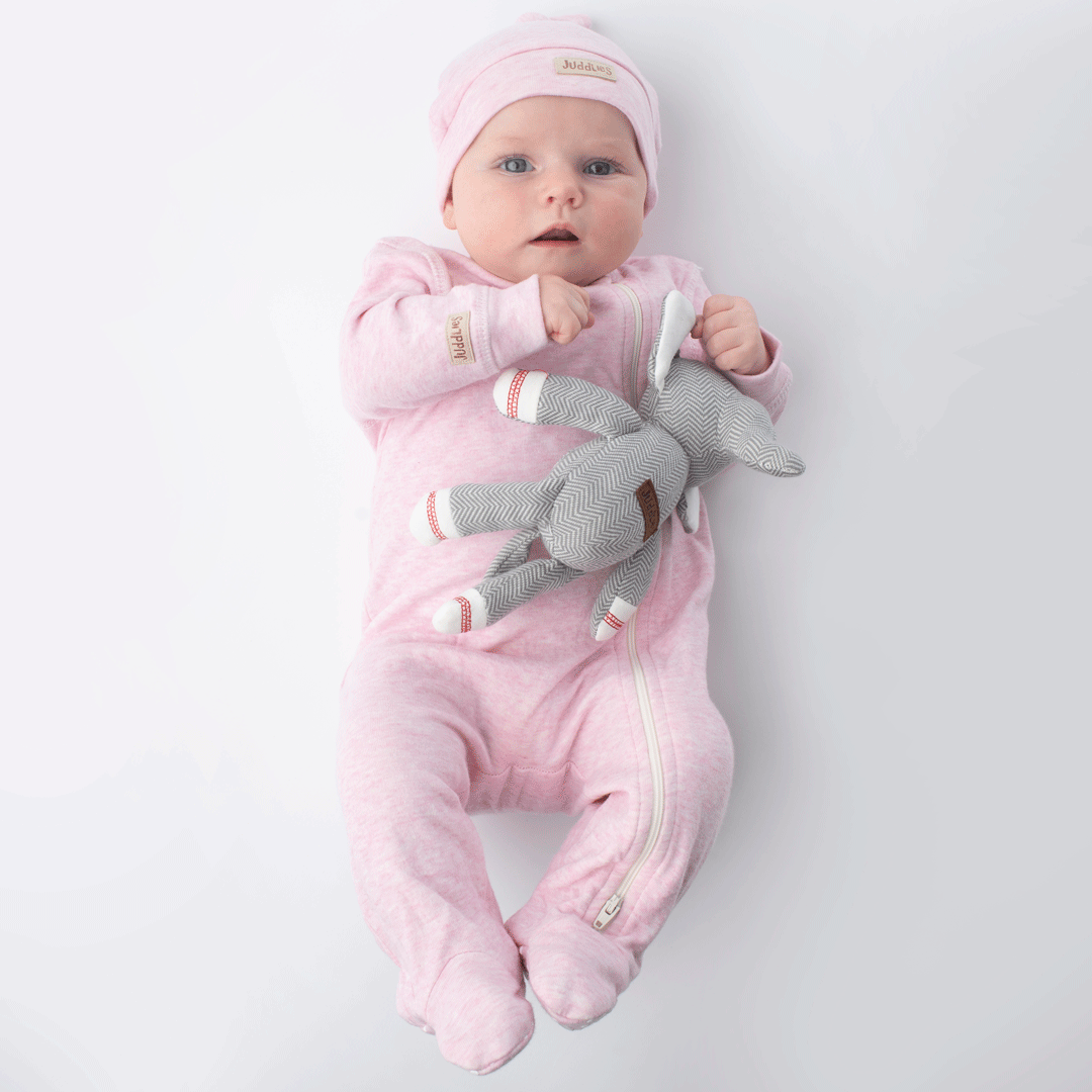 Breathe EZE Collection | Baby Footed Two-Way Zipper Sleeper: Pink Fleck