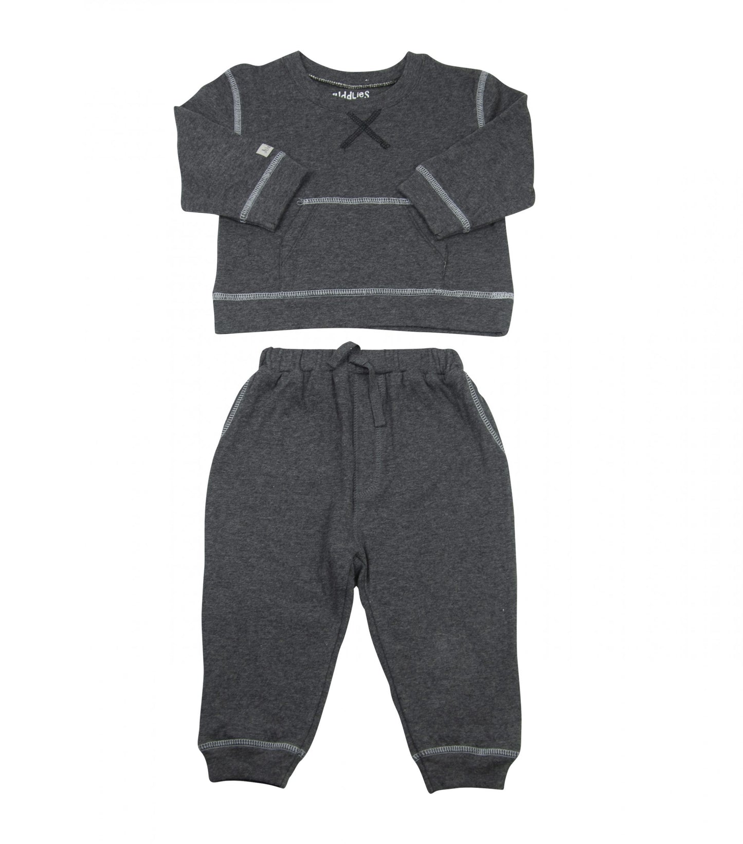 Breathe EZE Collection | Baby Two-Piece Jogger Set: Charcoal Grey Fleck