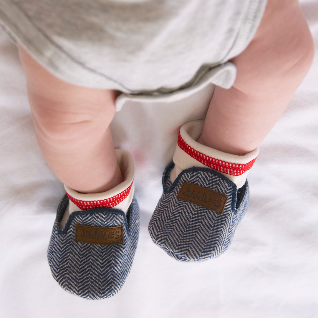 Cottage Collection | Baby Organic Cotton Slippers: Lake Blue