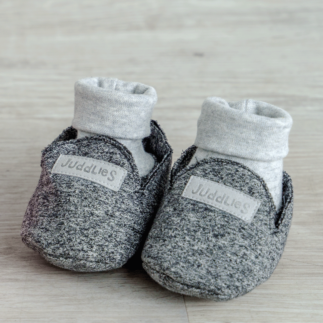 Raglan Collection | Baby Organic Cotton Slippers: Graphite Black