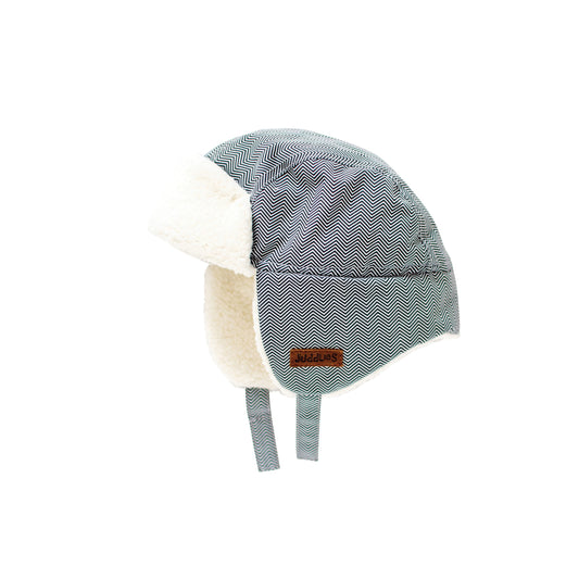 Baby WInter Hat: Herringbone Grey