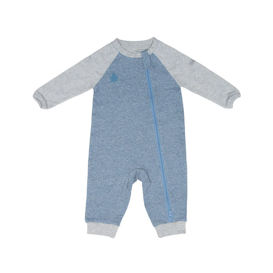 Raglan Collection | Baby Organic Cotton Playsuit: Denim Blue