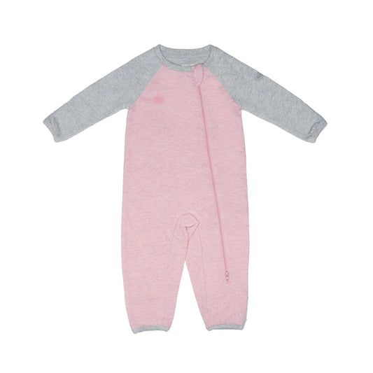 Raglan Collection | Baby Organic Cotton Playsuit: Dogwood Pink