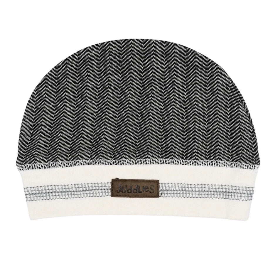 Cottage Collection | Newborn Baby Organic Cotton Hat: Bear Black