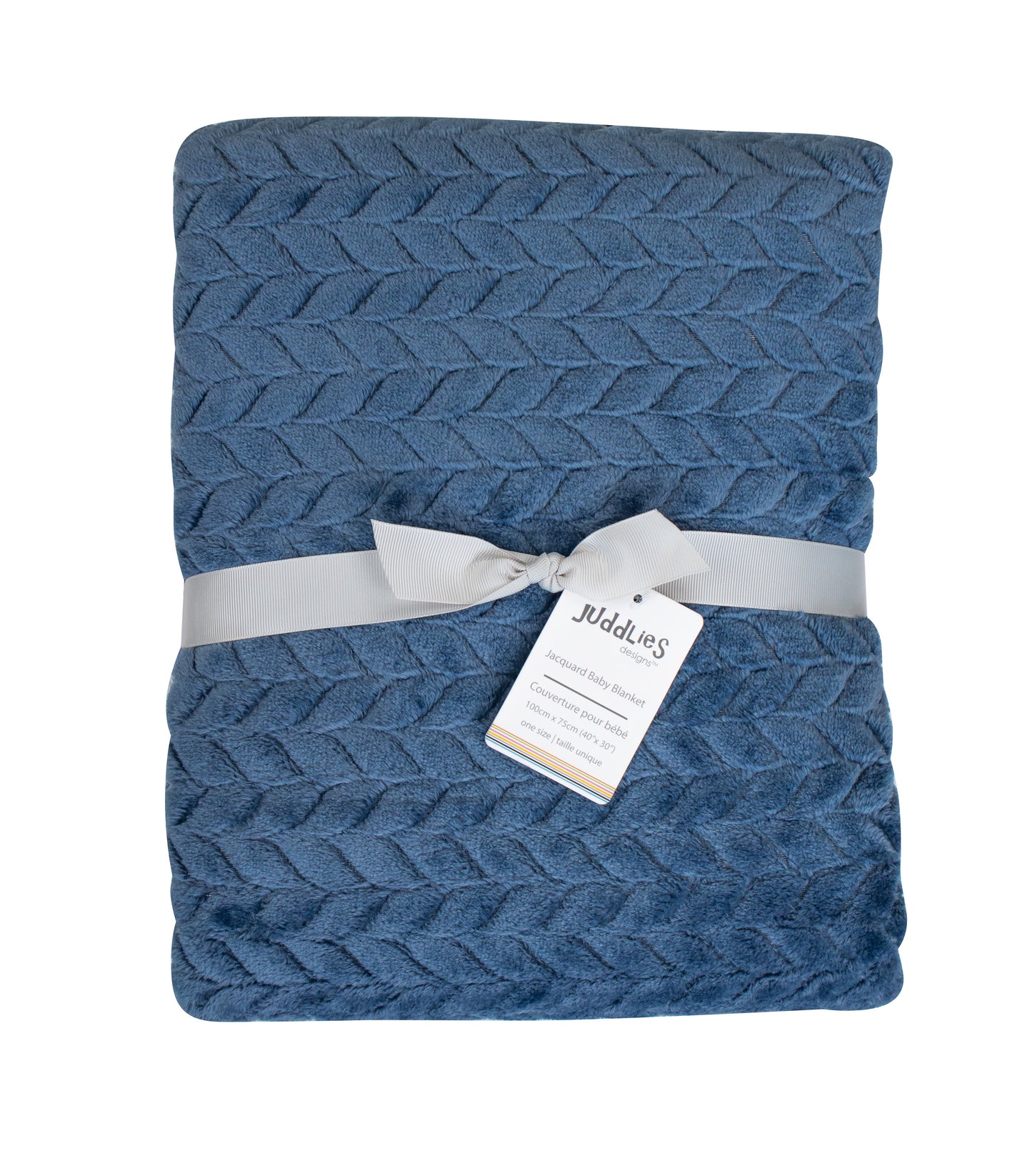 Jacquard Flannel Blanket: Navy