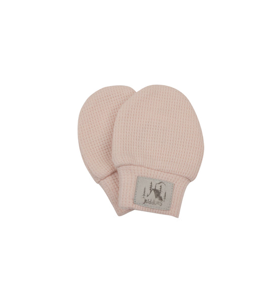 Mini Waffle Collection | Newborn Baby Scratch Mitts: Pink Clay