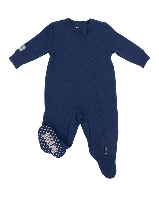 Quilted Collection | Baby Footed Two-Way Zipper Sleeper: Midnight