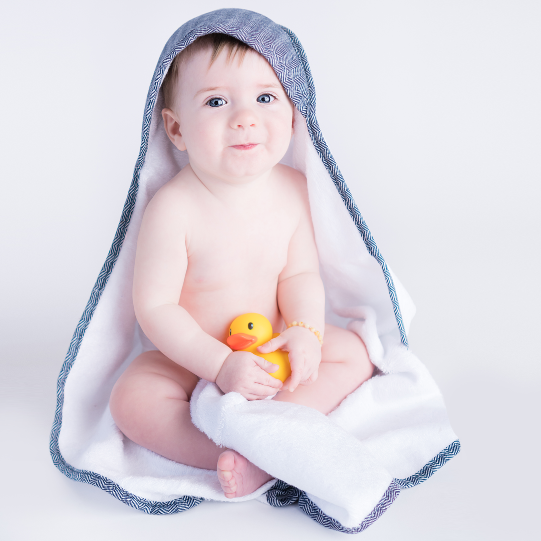Bamboo Collection | Bamboo Baby Towel: White/Sunset Pink