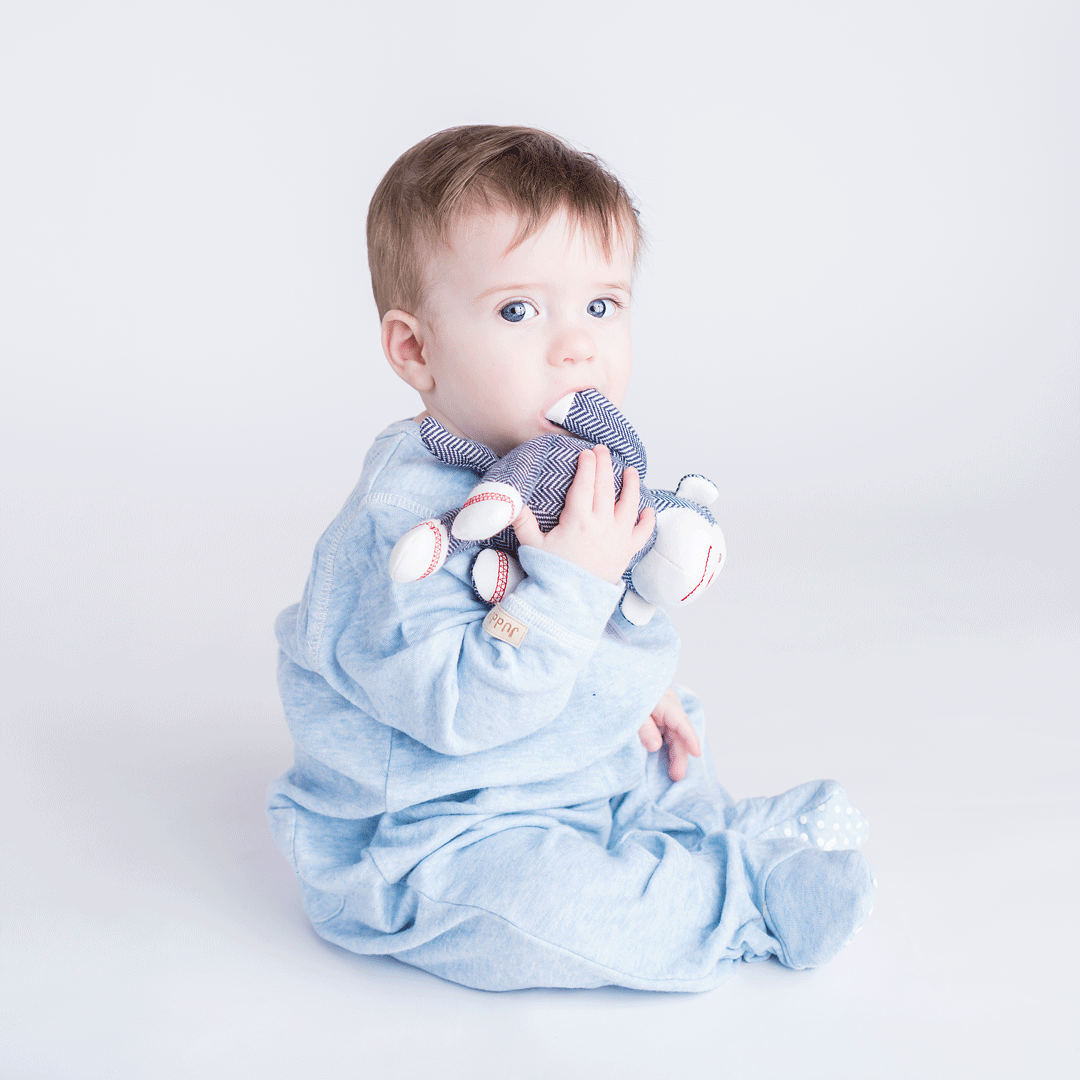 Breathe EZE Collection | Baby Footed Two-Way Zipper Sleeper: Blue Fleck