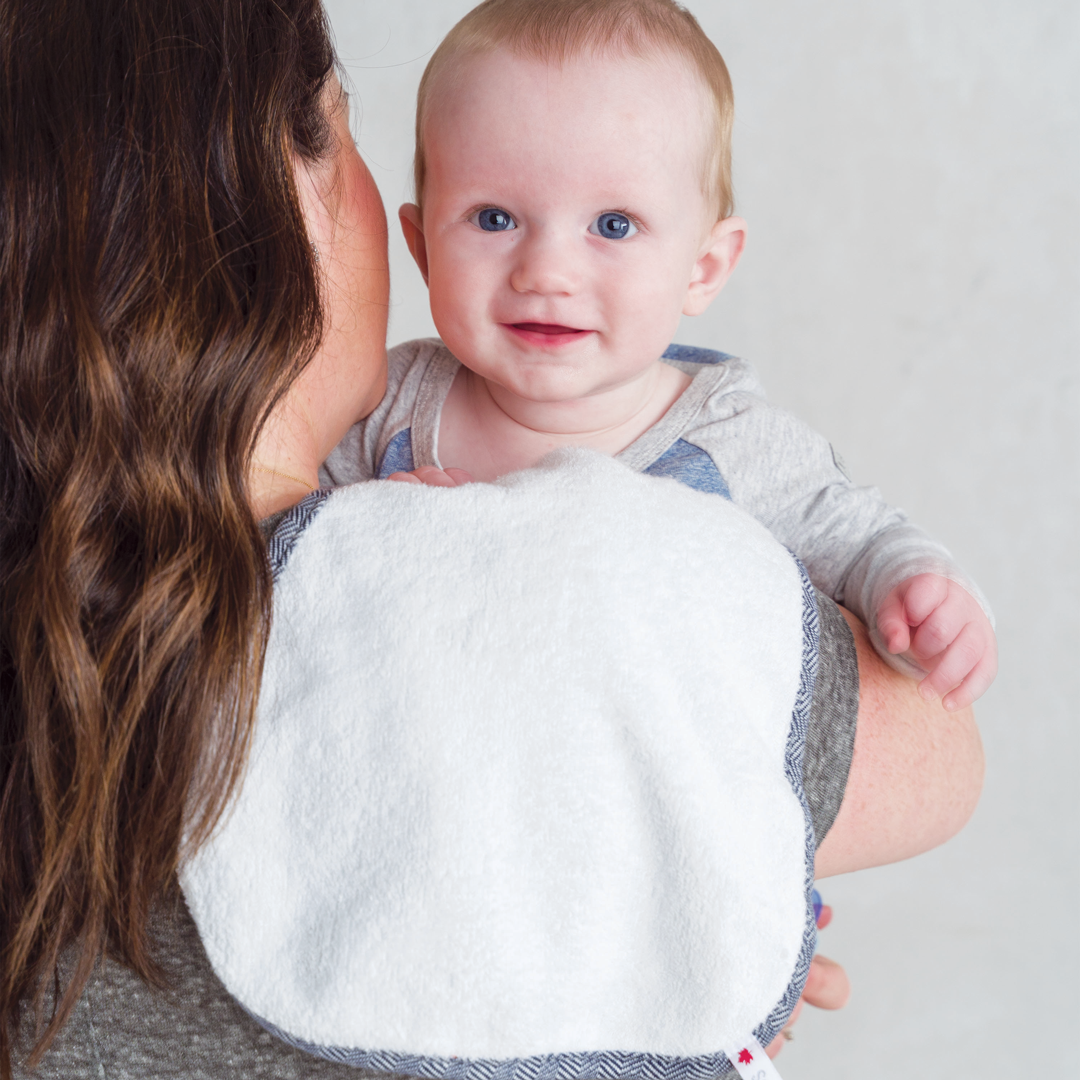 Bamboo Collection | Bamboo Baby Burp Cloth: White/Driftwood Grey