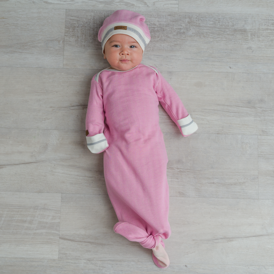 Cottage Collection | Baby Organic Cotton Knotted Nightgowns: Sunset Pink