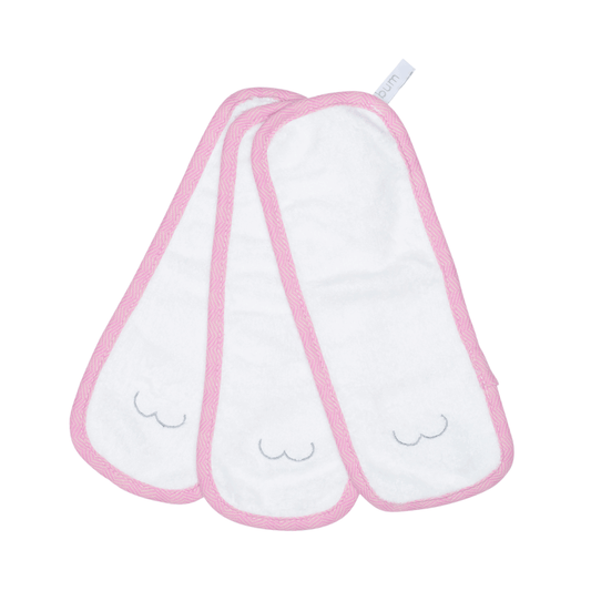 Bamboo Collection | Bamboo Baby Bum Cloths (3-pk): White/Sunset Pink