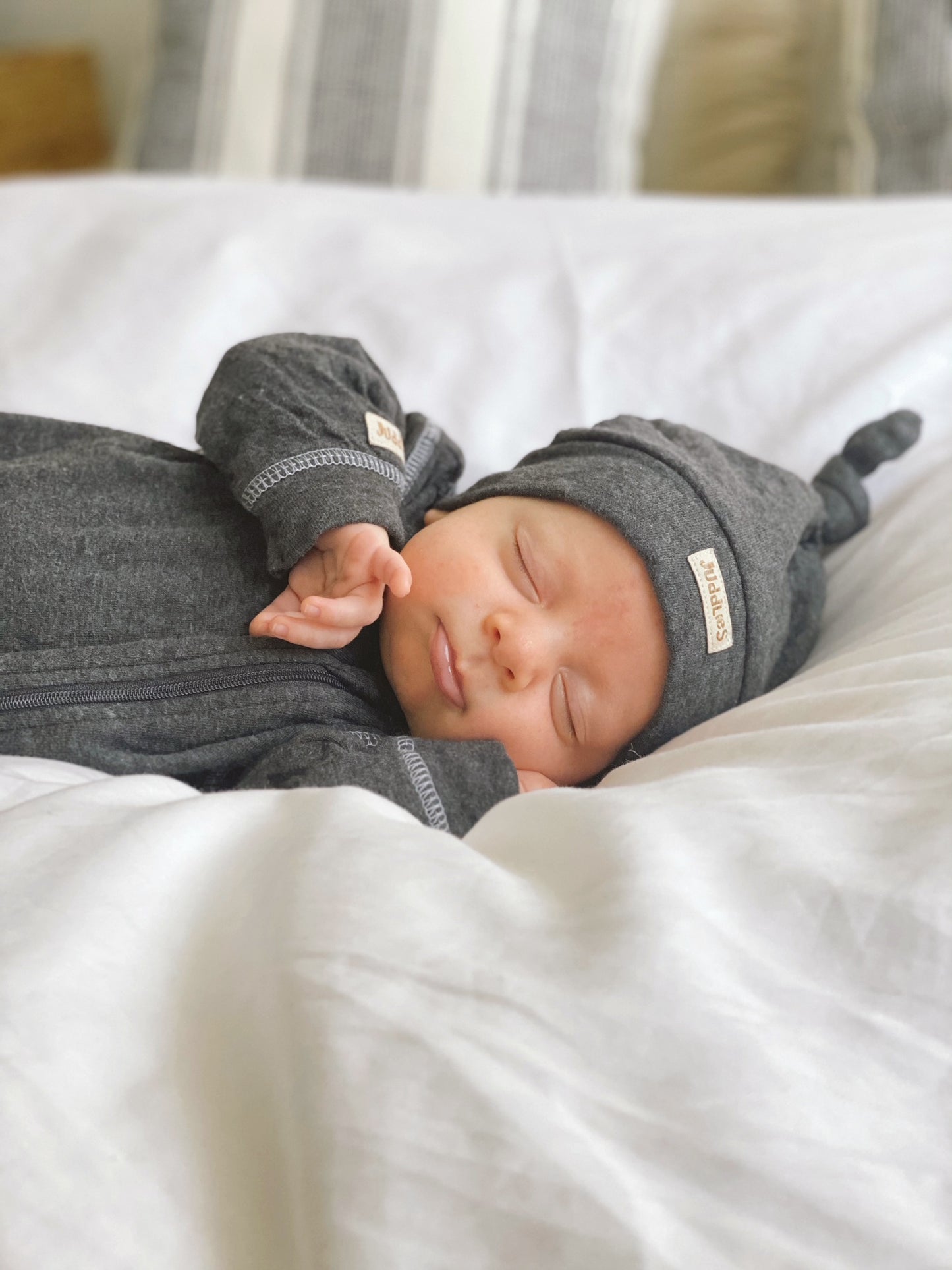 Breathe EZE Collection | Newborn Baby Hat: Charcoal Grey Fleck