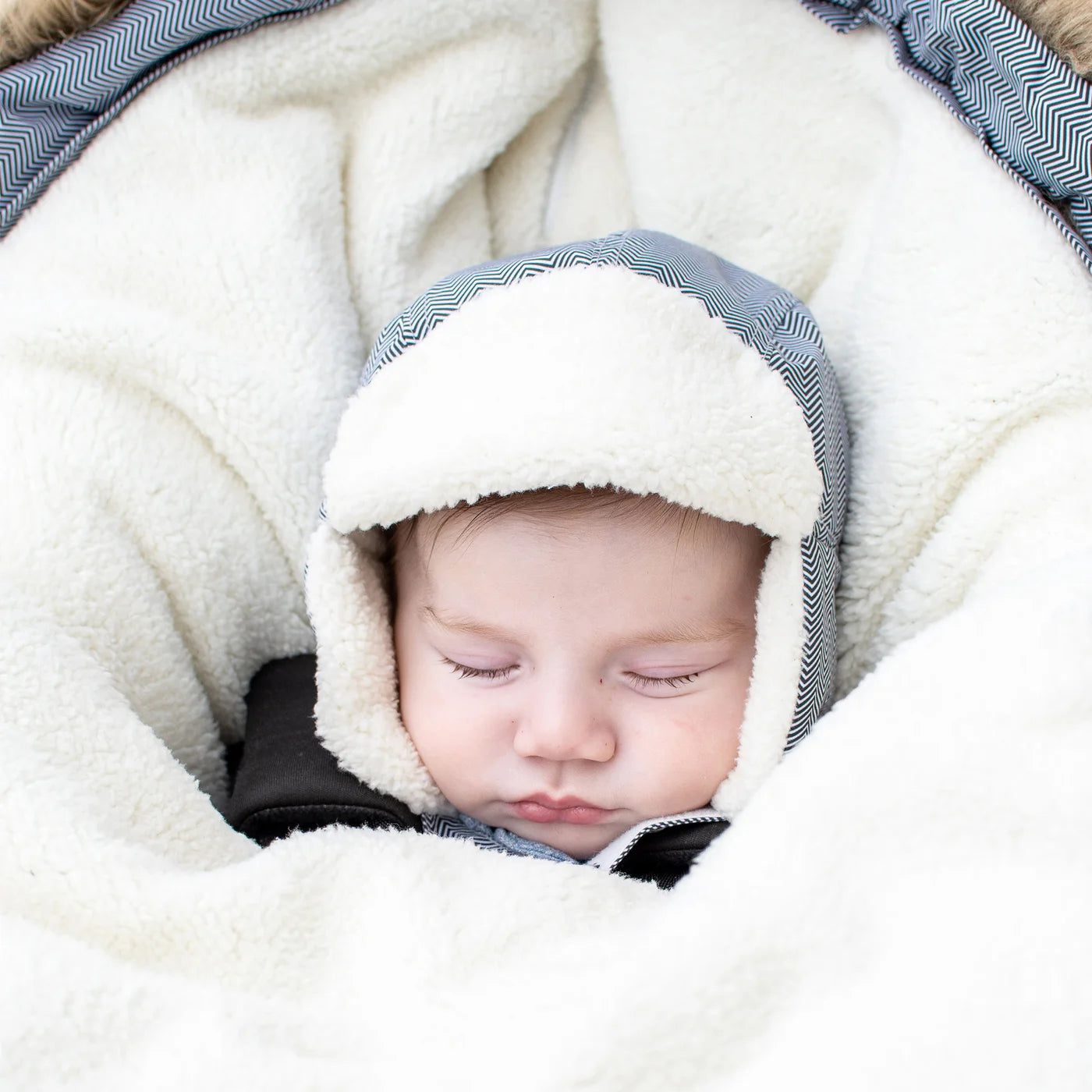 Baby WInter Hat: Herringbone Grey