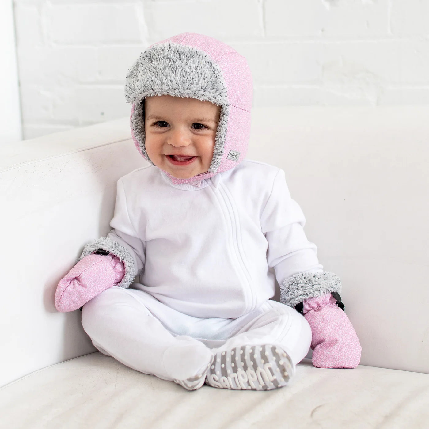 Baby WInter Mitts: Salt & Pepper Pink