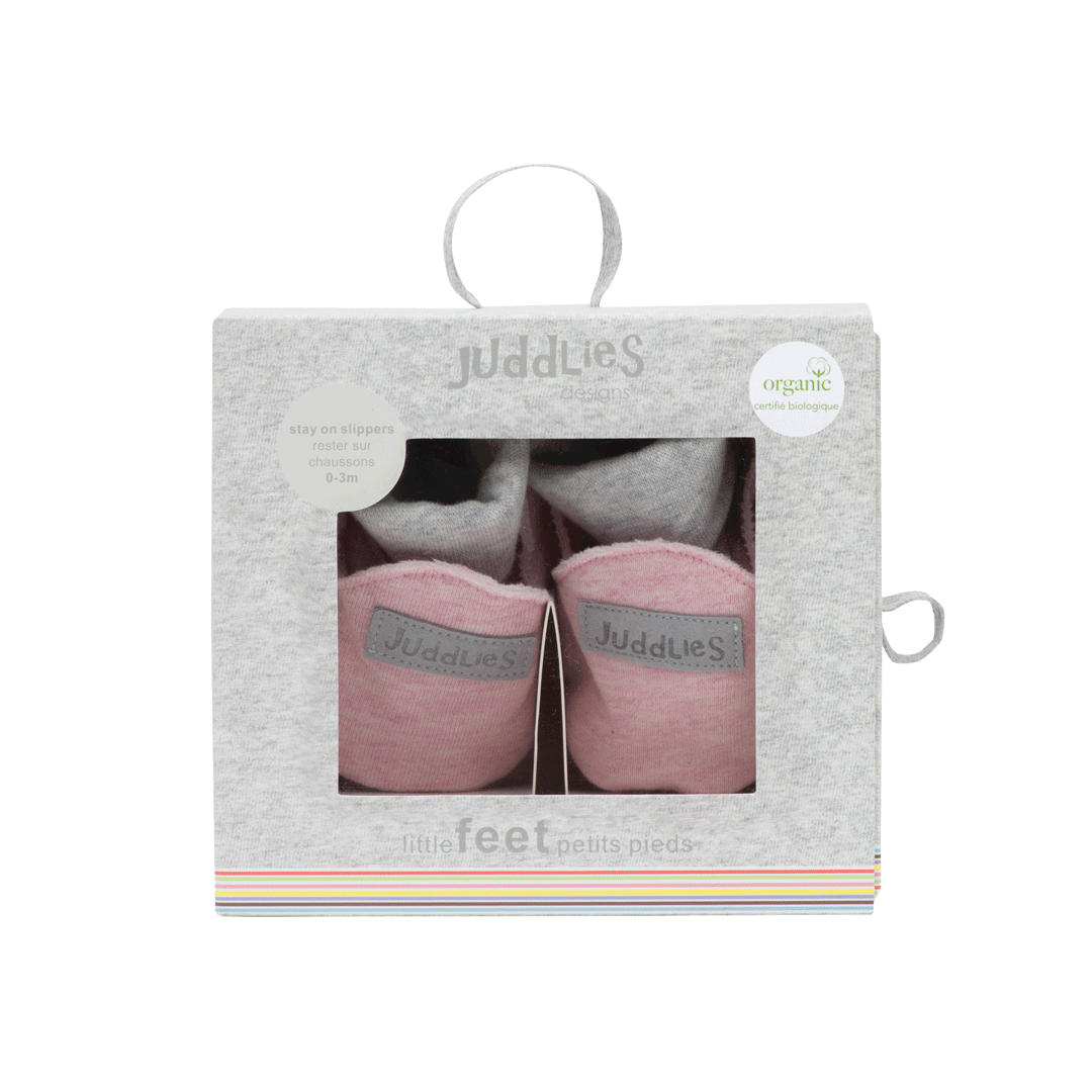 Raglan Collection | Baby Organic Cotton Slippers: Dogwood Pink