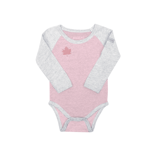 Raglan Collection | Baby Organic Cotton Long Sleeve Onesie: Dogwood Pink