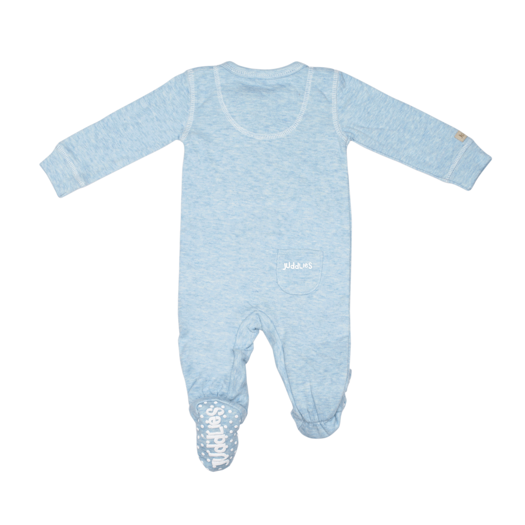Breathe EZE Collection | Baby Footed Two-Way Zipper Sleeper: Blue Fleck