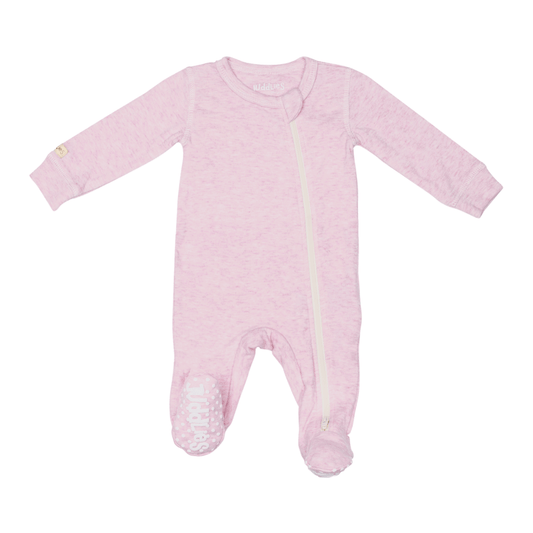 Breathe EZE Collection | Baby Footed Two-Way Zipper Sleeper: Pink Fleck